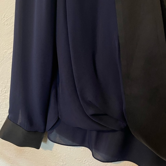 L’AGENCE Kyla Satin Silk  Trim Draped Blouse - Picture 3 of 12